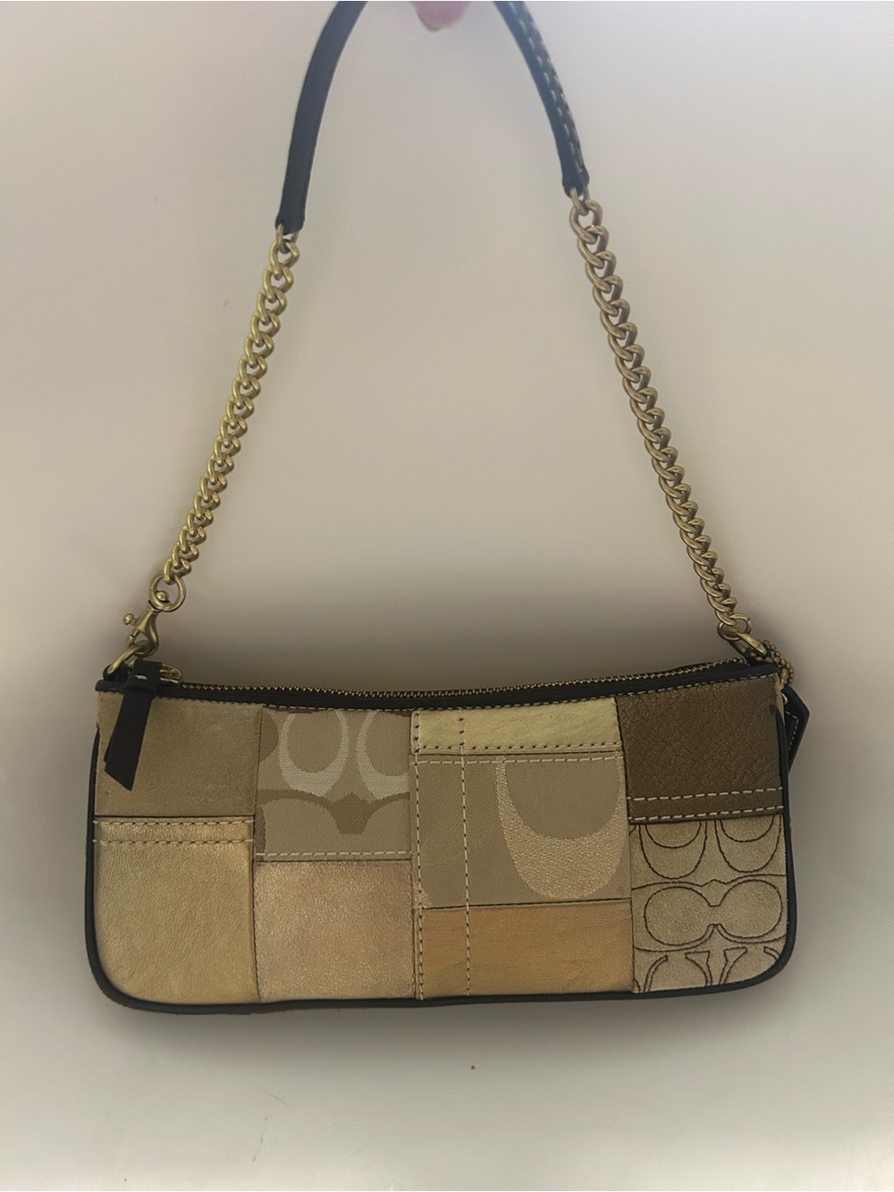 2009 Coach Metallic Patchwork Mini Shoulder Bag in Tan and Gold - Picture 3 of 5